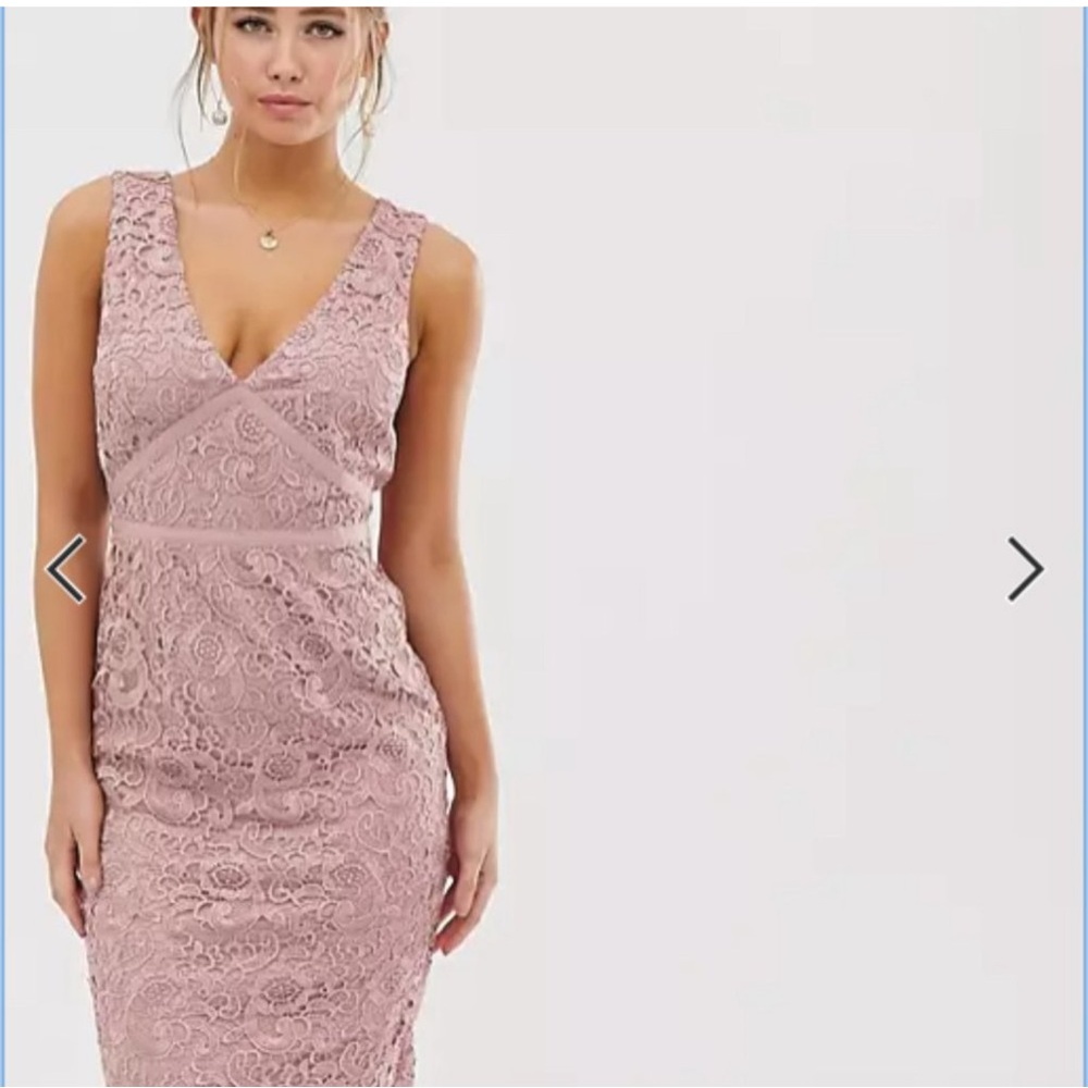Paper Doll Blush Lace Midi Dress